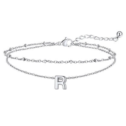Dainty A-z Initial Layered Ankle Bracelet for Mom