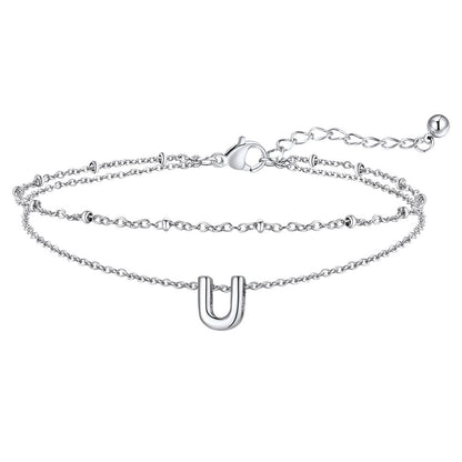 Dainty A-z Initial Layered Ankle Bracelet for Mom
