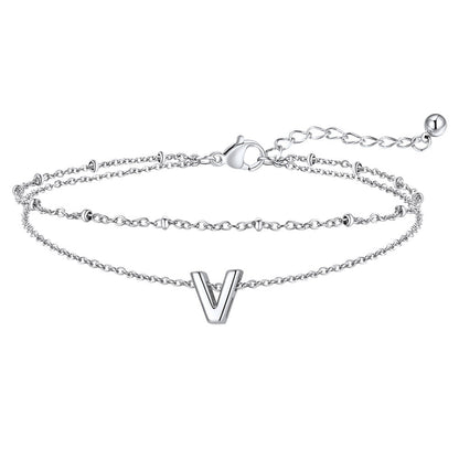 Dainty A-z Initial Layered Ankle Bracelet for Mom