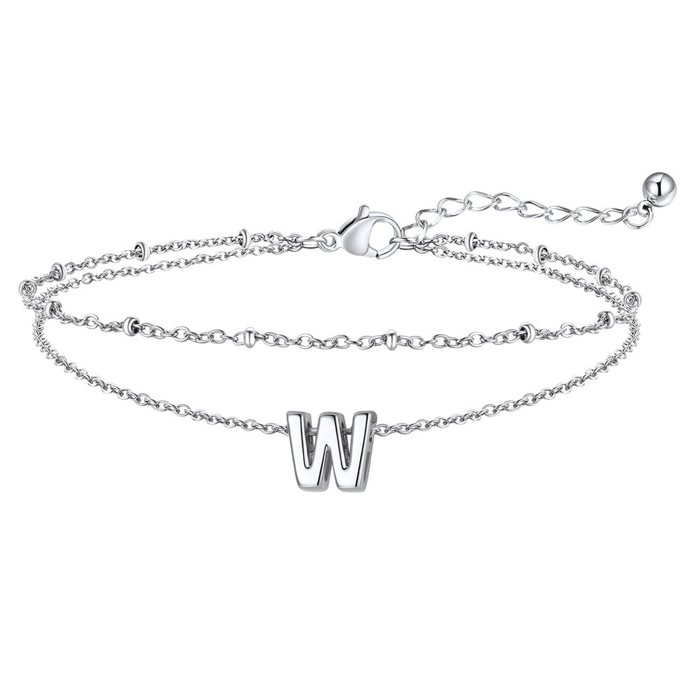 Dainty A-z Initial Layered Ankle Bracelet for Mom