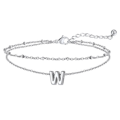 Dainty A-z Initial Layered Ankle Bracelet for Mom