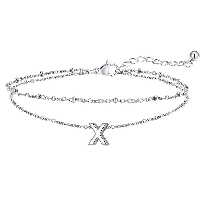 Dainty A-z Initial Layered Ankle Bracelet for Mom
