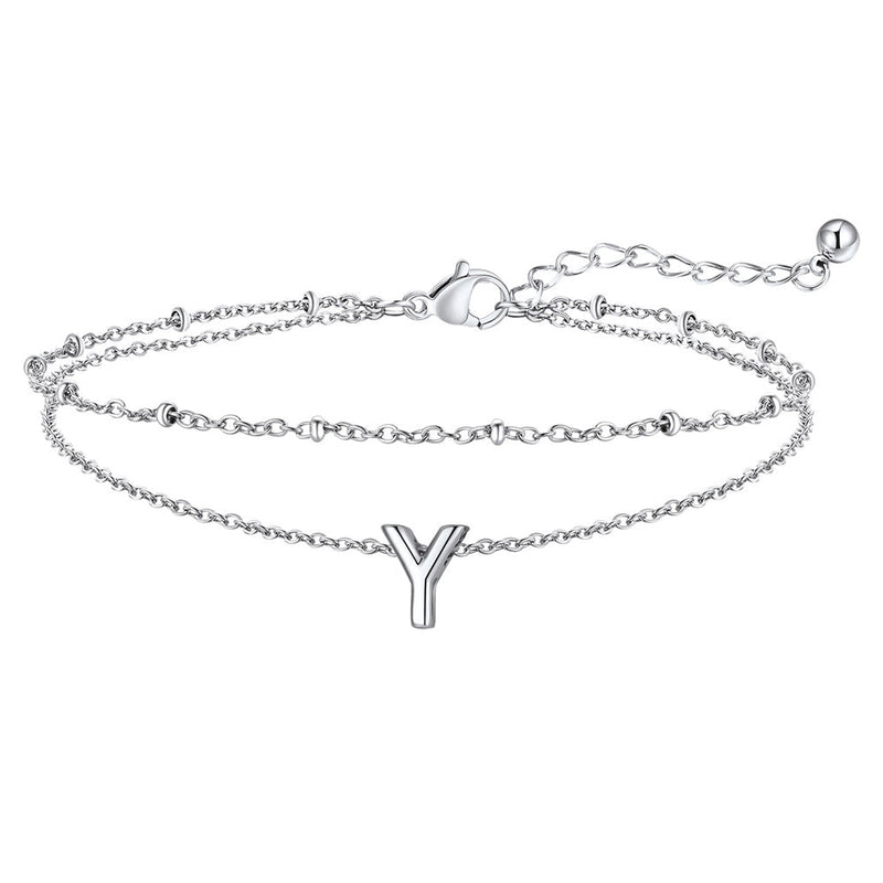 Dainty A-z Initial Layered Ankle Bracelet for Mom