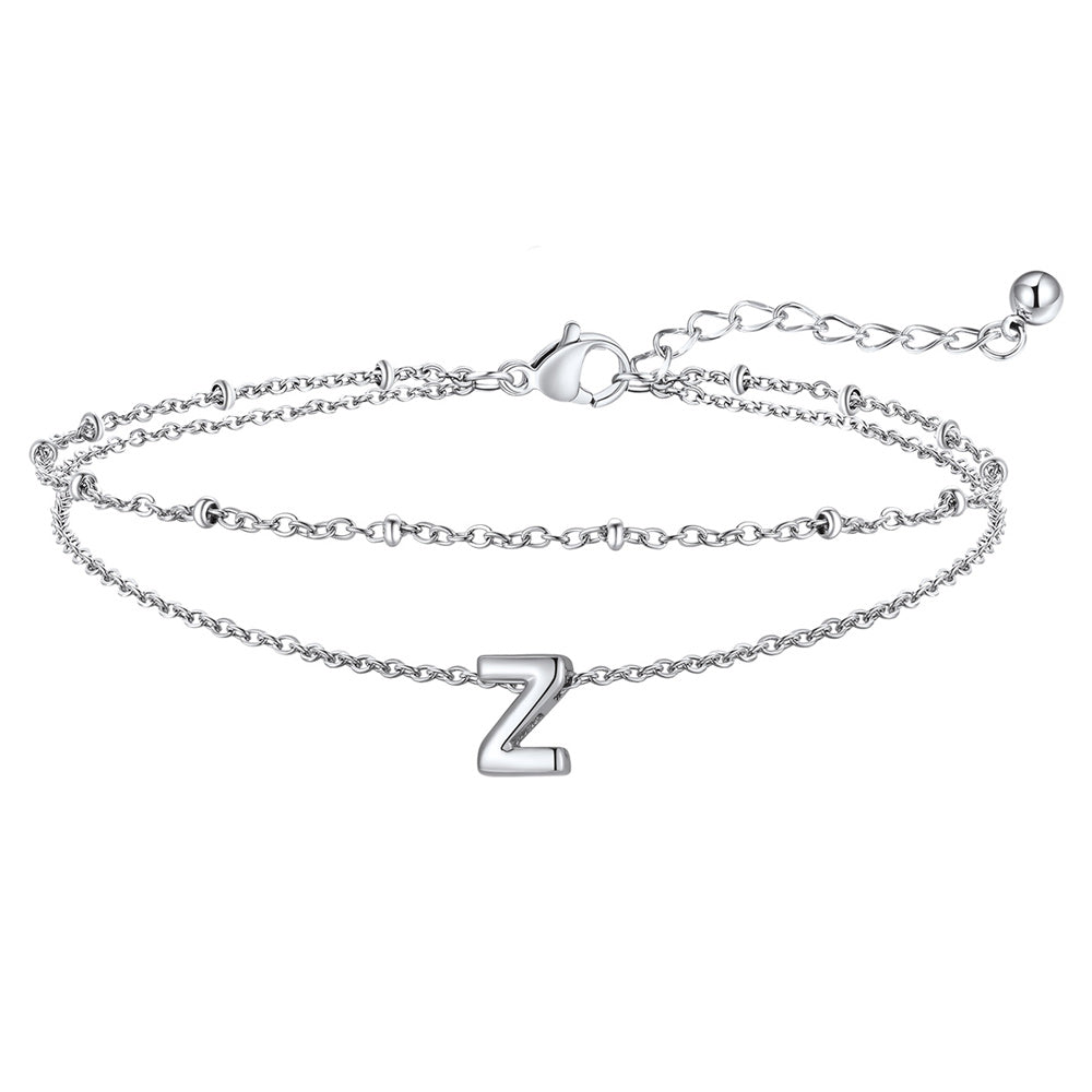 Dainty A-z Initial Layered Ankle Bracelet for Mom