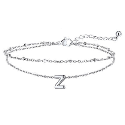 Dainty A-z Initial Layered Ankle Bracelet for Mom