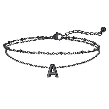 Dainty A-z Initial Layered Ankle Bracelet for Mom