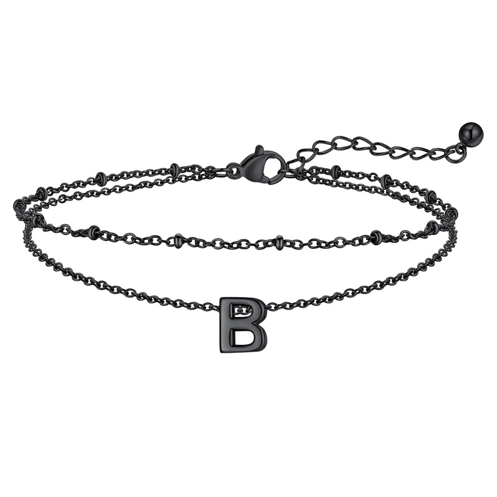 Dainty A-z Initial Layered Ankle Bracelet for Mom