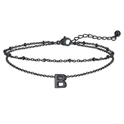 Dainty A-z Initial Layered Ankle Bracelet for Mom