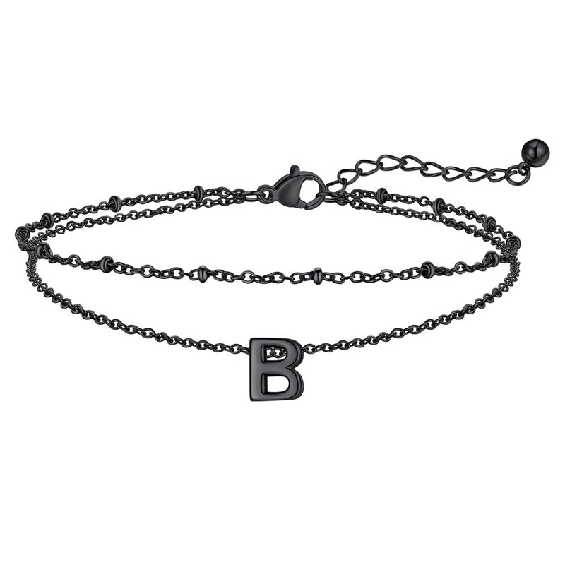 Dainty A-z Initial Layered Ankle Bracelet for Mom