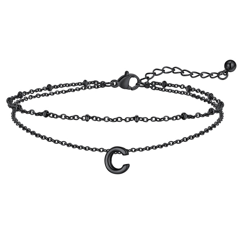 Dainty A-z Initial Layered Ankle Bracelet for Mom