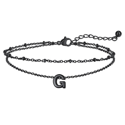 Dainty A-z Initial Layered Ankle Bracelet for Mom
