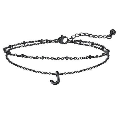 Dainty A-z Initial Layered Ankle Bracelet for Mom