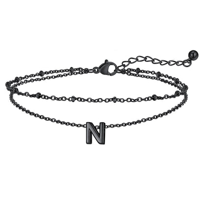 Dainty A-z Initial Layered Ankle Bracelet for Mom