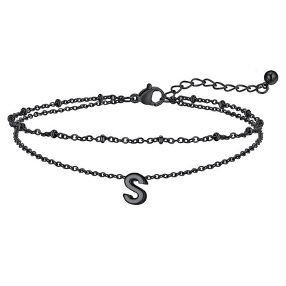 Dainty A-z Initial Layered Ankle Bracelet for Mom