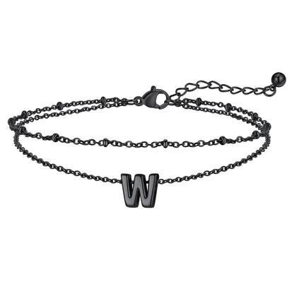 Dainty A-z Initial Layered Ankle Bracelet for Mom