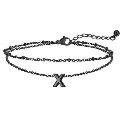 Dainty A-z Initial Layered Ankle Bracelet for Mom