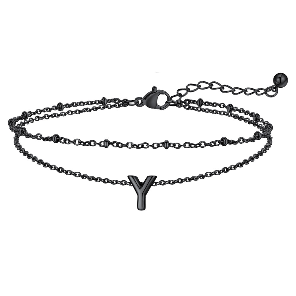 Dainty A-z Initial Layered Ankle Bracelet for Mom