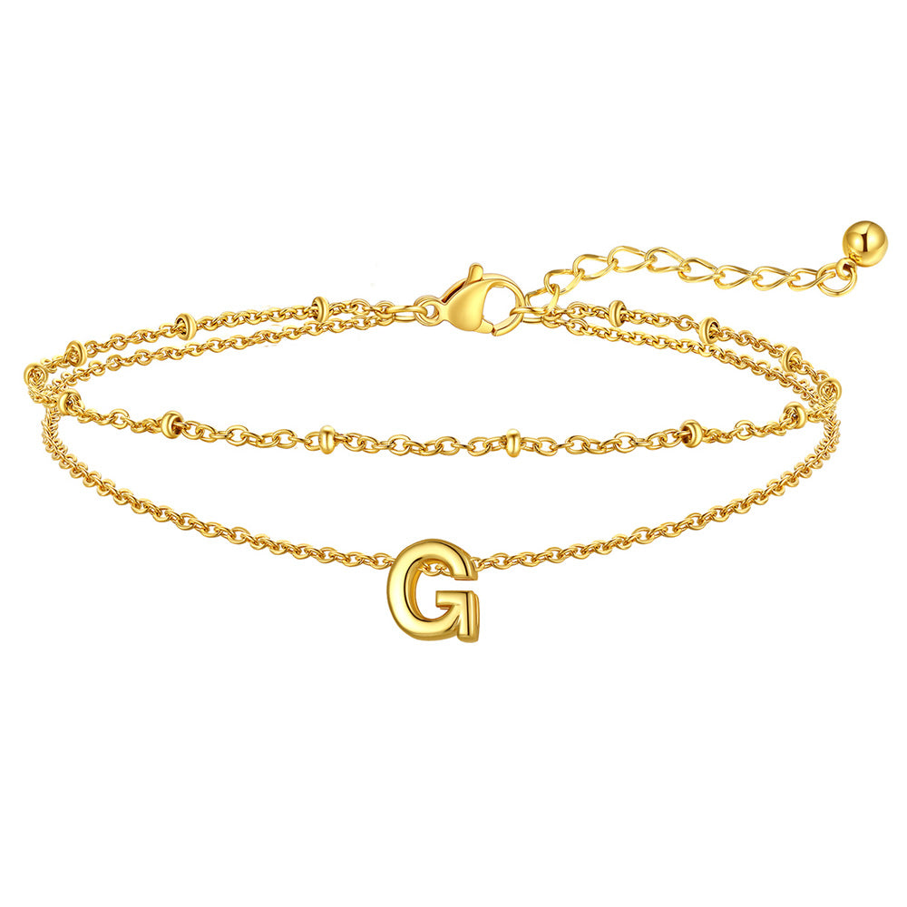 Dainty A-z Initial Layered Ankle Bracelet for Mom
