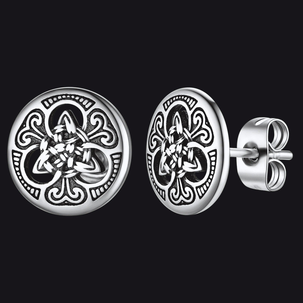 Round Irish Celtic Knot Stud Earrings for