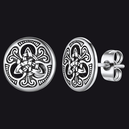 Round Irish Celtic Knot Stud Earrings for