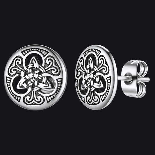Round Irish Celtic Knot Stud Earrings for
