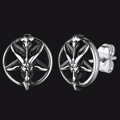 Satanic Baphomet Goat Stud Earrings for
