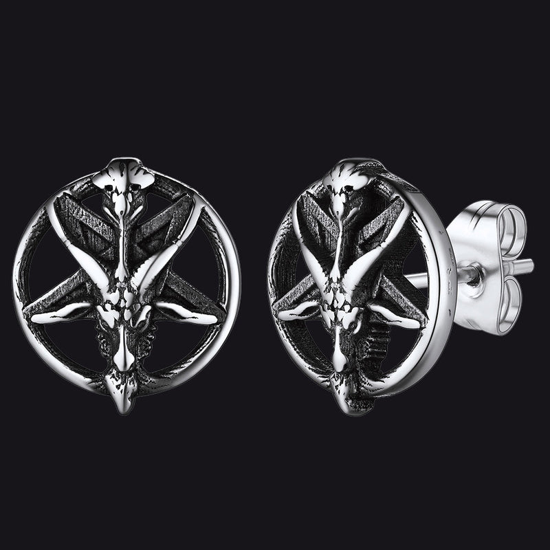 Satanic Baphomet Goat Stud Earrings for