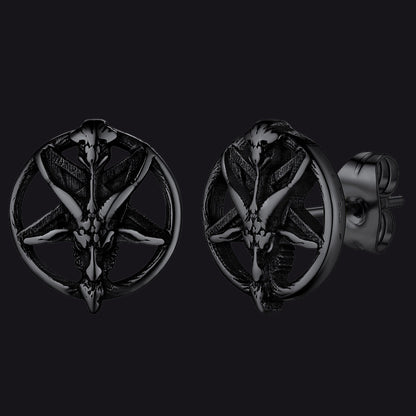 Satanic Baphomet Goat Stud Earrings for