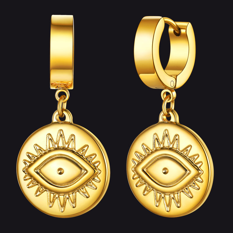 Evil Eye Hoop Dangle Earrings for