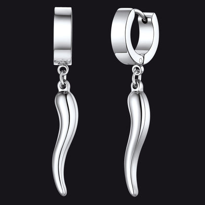 Cornicello Italian Horn Huggie Hoop Earrings for