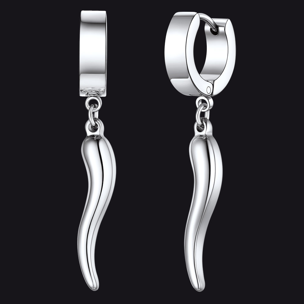 Cornicello Italian Horn Huggie Hoop Earrings for