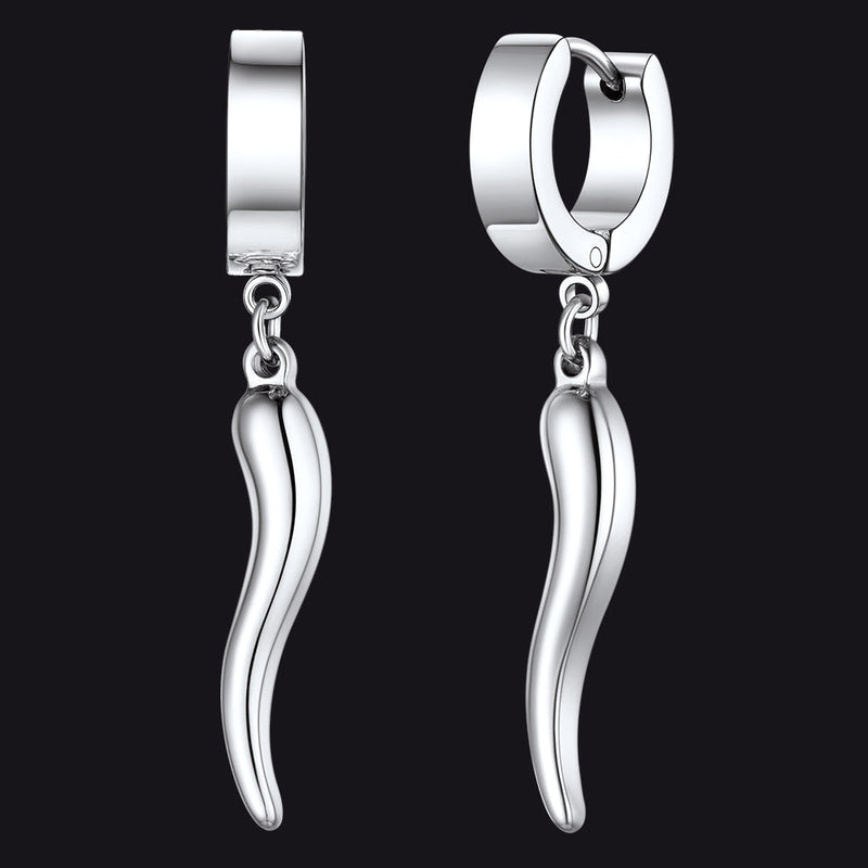 Cornicello Italian Horn Huggie Hoop Earrings for