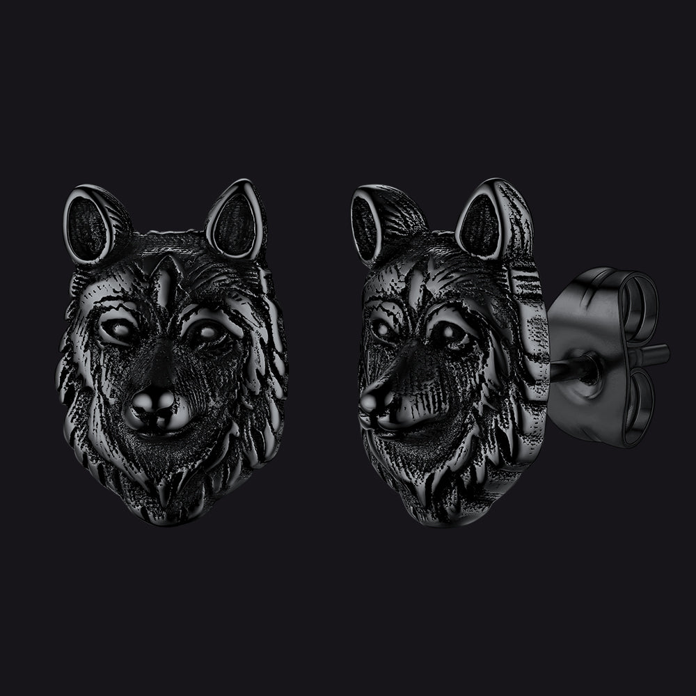 Norse Viking Wolf Stud Earrings for