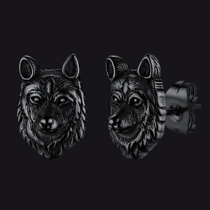 Norse Viking Wolf Stud Earrings for