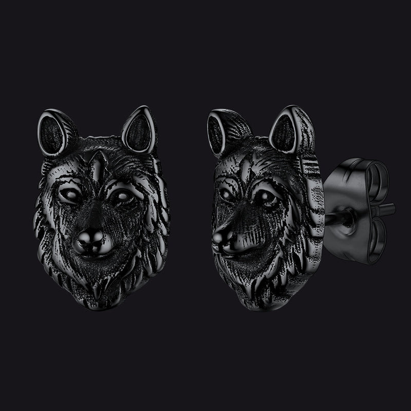 Norse Viking Wolf Stud Earrings for