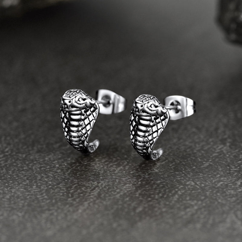Punk Cobra Snake Stud Earrings for