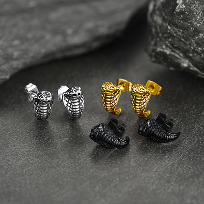 Punk Cobra Snake Stud Earrings for