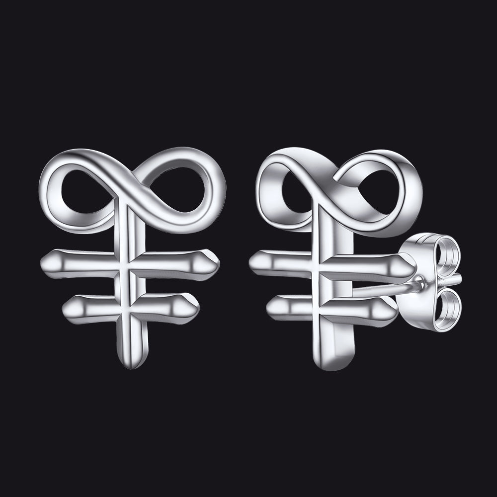 Satanic Leviathan Cross Stud Earrings for