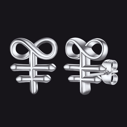 Satanic Leviathan Cross Stud Earrings for