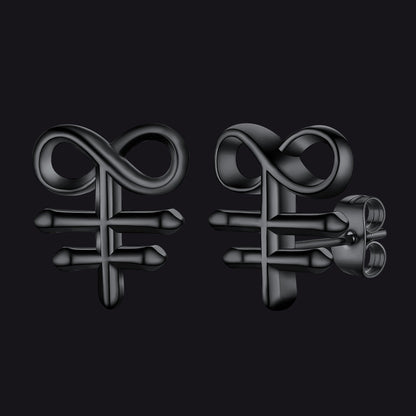 Satanic Leviathan Cross Stud Earrings for