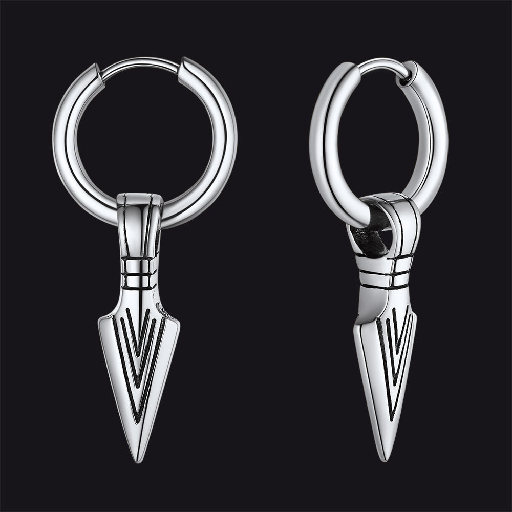 Viking Earrings for – Arrowhead Spear Gungnir Drop Hoop Earrings