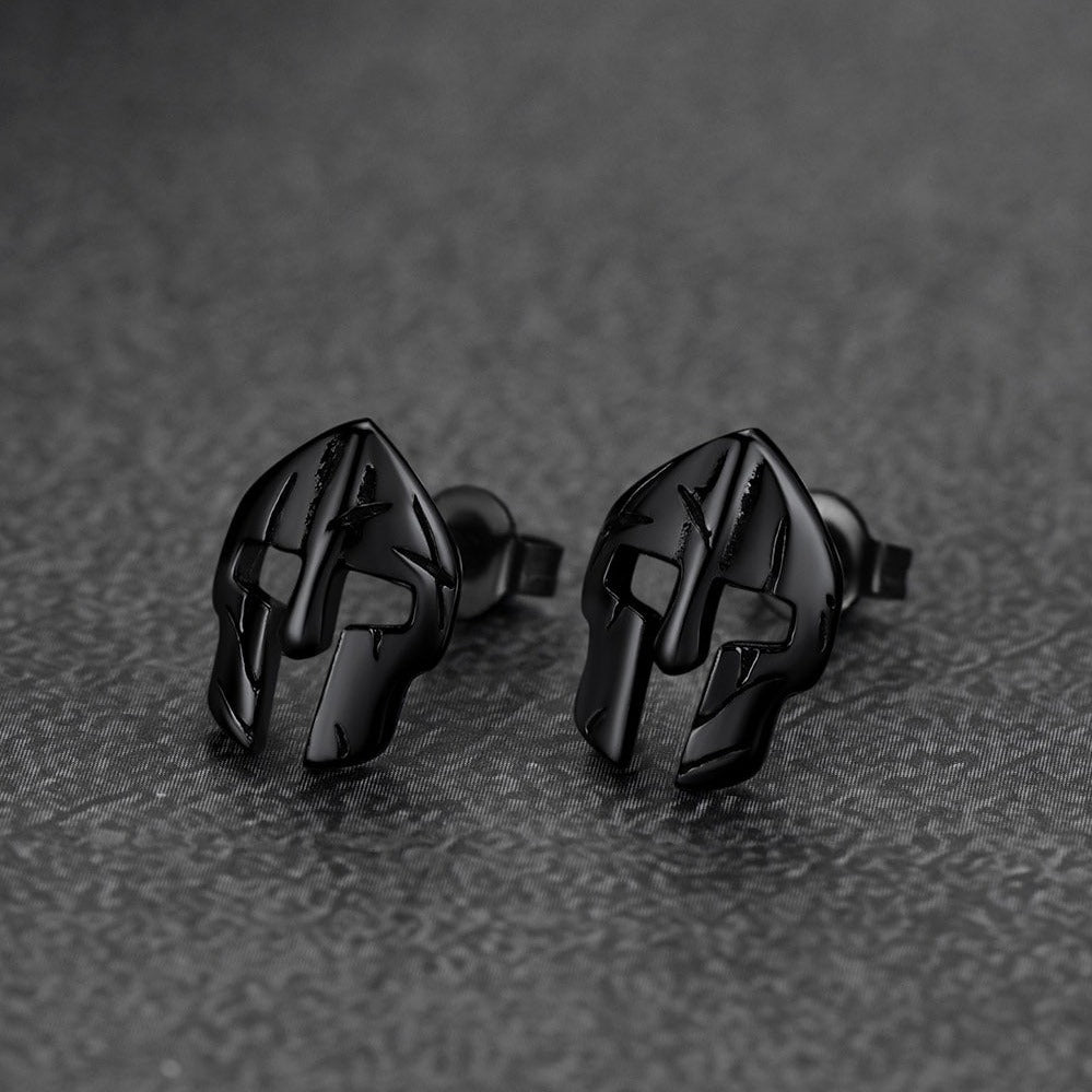 Flash Spartan Helmet Mask Stud Earrings for