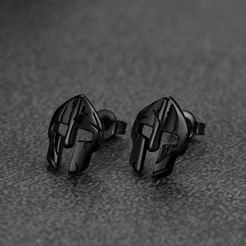 Flash Spartan Helmet Mask Stud Earrings for