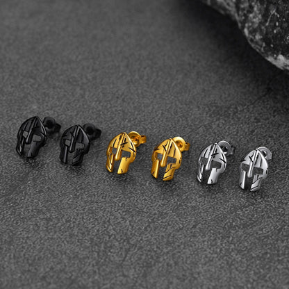 Flash Spartan Helmet Mask Stud Earrings for