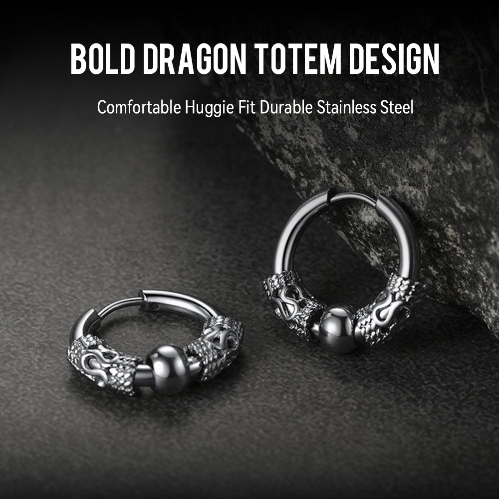 Punk Dragon Totem Huggie Hoop Earrings for