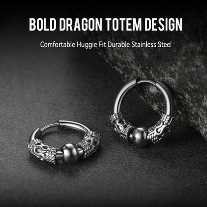 Punk Dragon Totem Huggie Hoop Earrings for