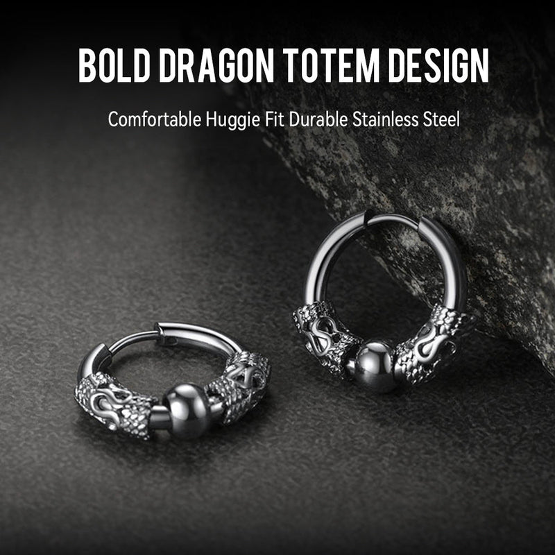 Punk Dragon Totem Huggie Hoop Earrings for