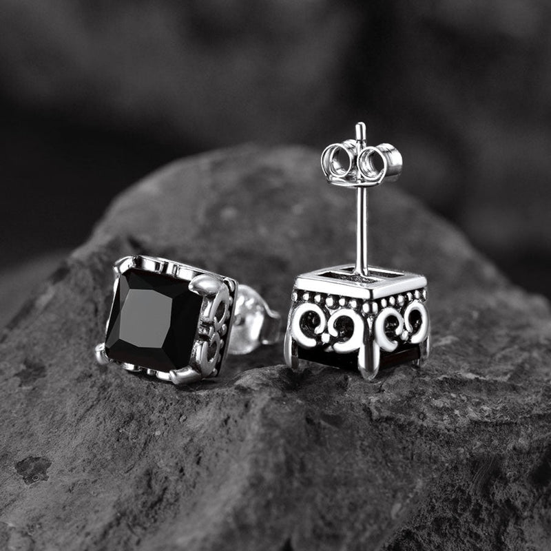 Celtic Diamond Stud Earrings in Sterling Silver for