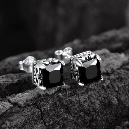 Celtic Diamond Stud Earrings in Sterling Silver for
