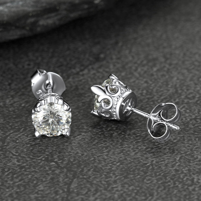 1ct Moissanite Round Cut Diamond Stud Earrings for in 925 Sterling Silver